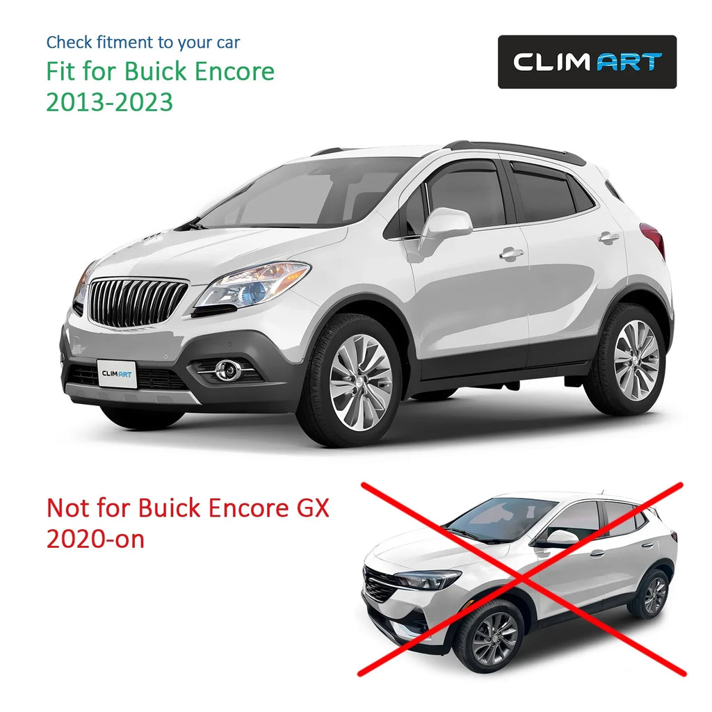 CLIM ART in-Channel Incredibly Long-lasting Rain Guards for Buick Encore 2013-2023, Original Window Deflectors, Vent Window Visors, Vent Deflector, 4 pcs. - 613268
