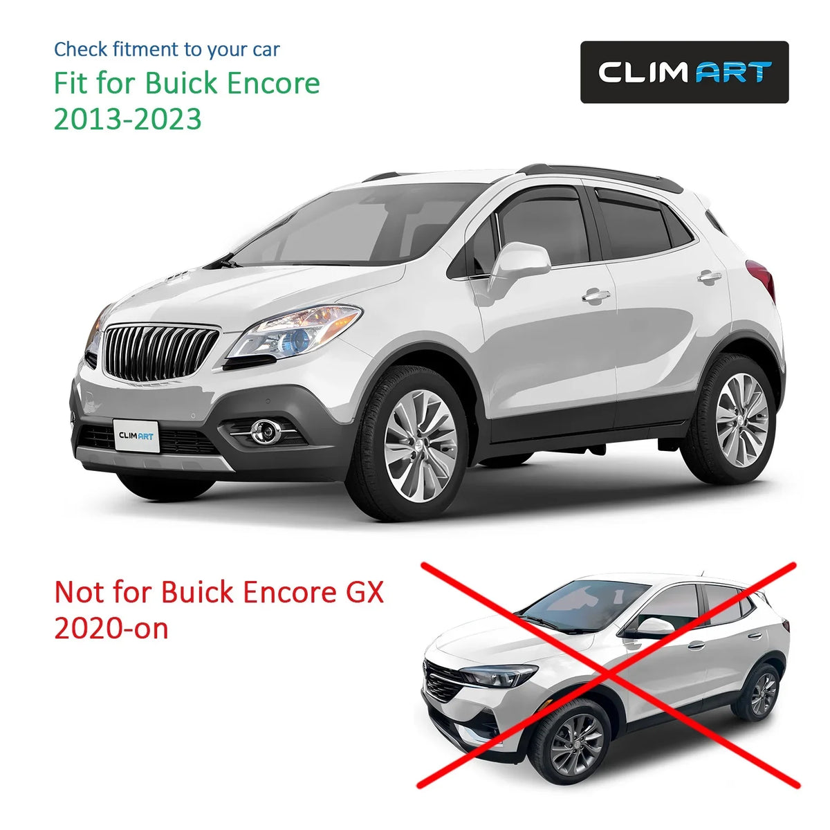 CLIM ART in-Channel Incredibly Long-lasting Rain Guards for Buick Encore 2013-2023, Original Window Deflectors, Vent Window Visors, Vent Deflector, 4 pcs. - 613268