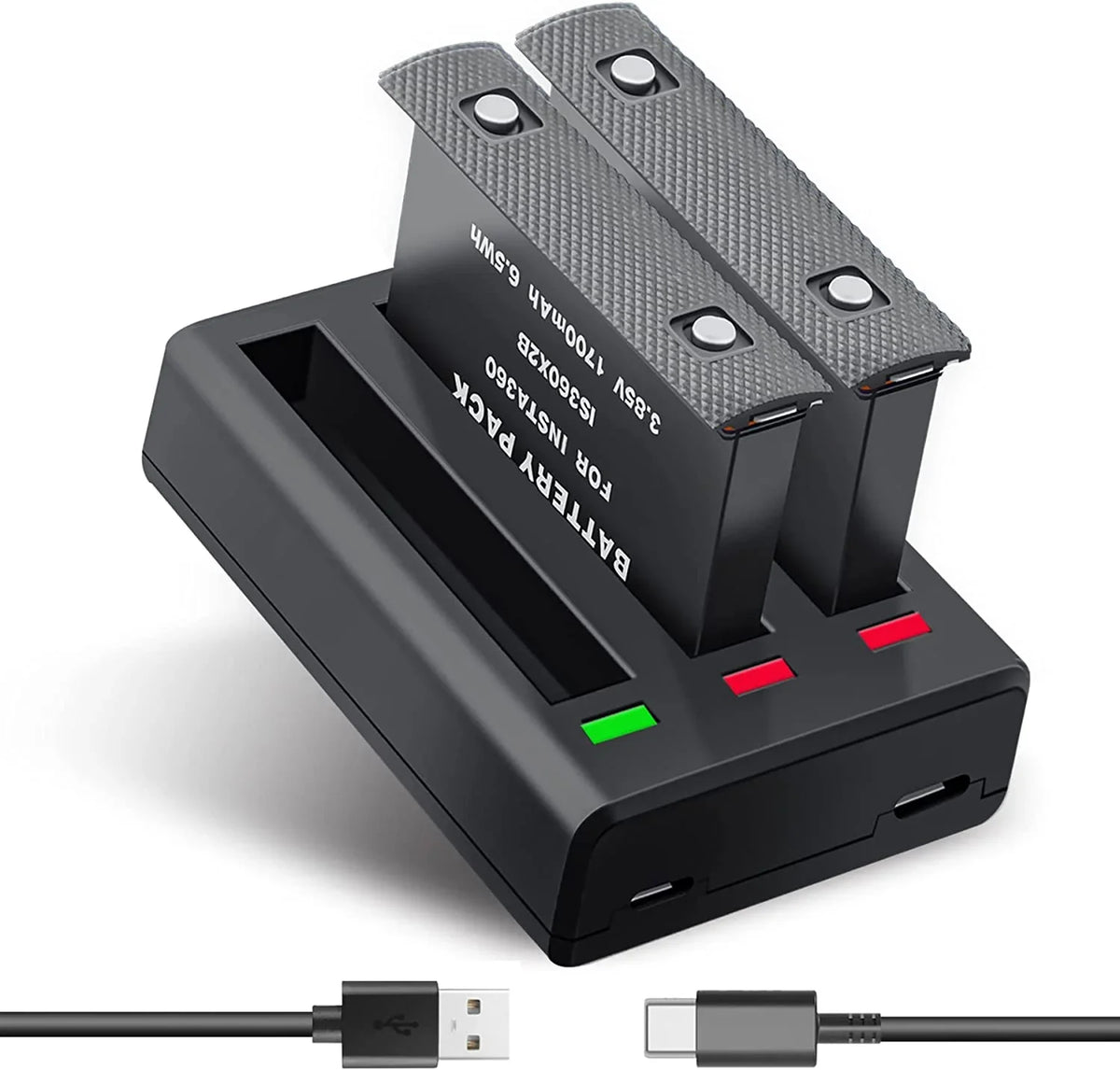 Insta360 ONE X2 Replacement Batteries 2-Pack and 3-Channel USB Charger Compatible with Insta360 ONE X2 360 Camera(Not Fluid