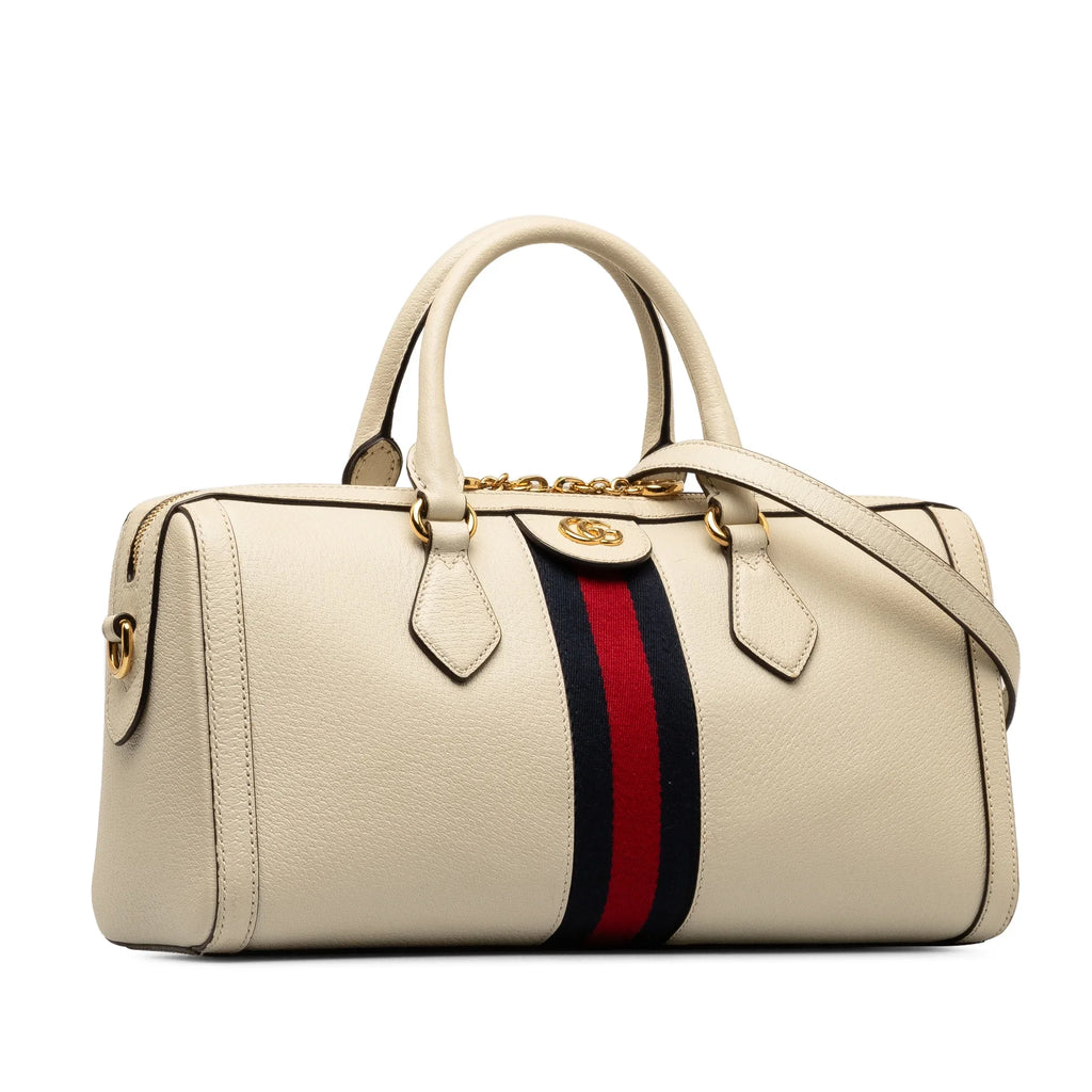 Pre-Owned Authenticated Gucci Ophidia Satchel Calf Leather White Unisex (Good)