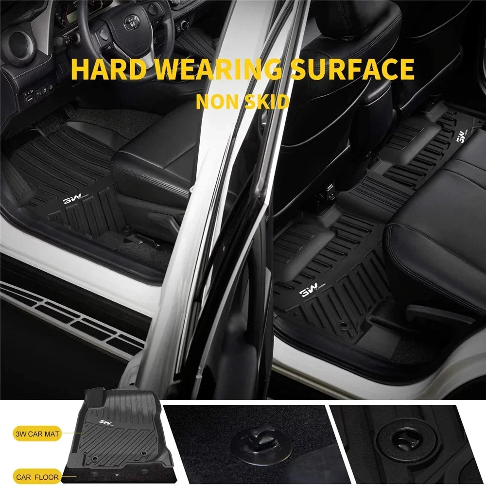 3W Floor Mats&Cargo Liner for Jeep Wrangler JL 2018-2021 with subwoofer - All Weather Floor Liners White Logo &Trunk mats for Jeep Wrangler JL Unlimited 4-Door,Black