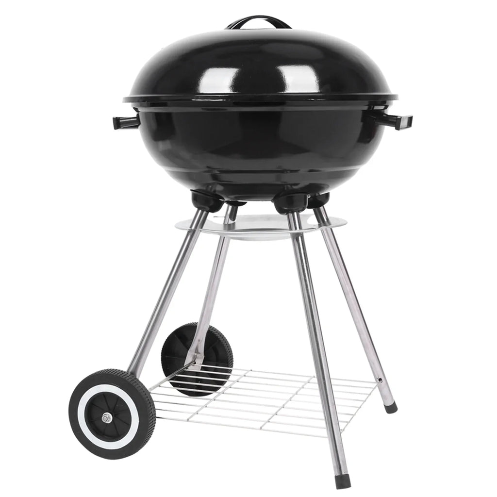 Charcoal Grill on Wheels, Outdoor Camping Grill with 18 inch Cooking Area, Steel BBQ Grill w/ Storage Grate