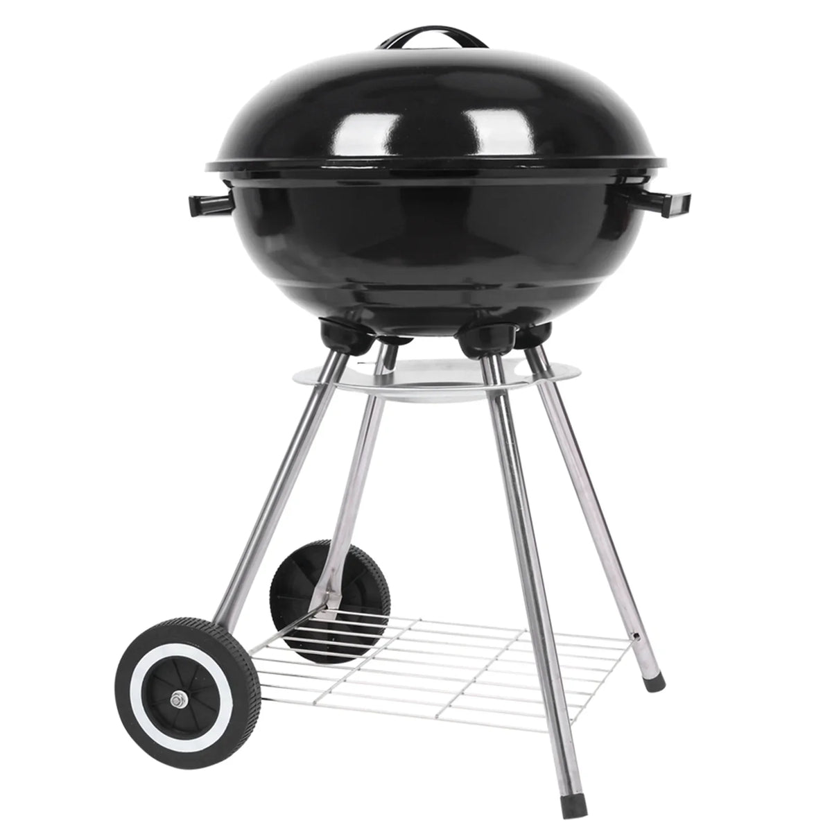 Charcoal Grill on Wheels, Outdoor Camping Grill with 18 inch Cooking Area, Steel BBQ Grill w/ Storage Grate
