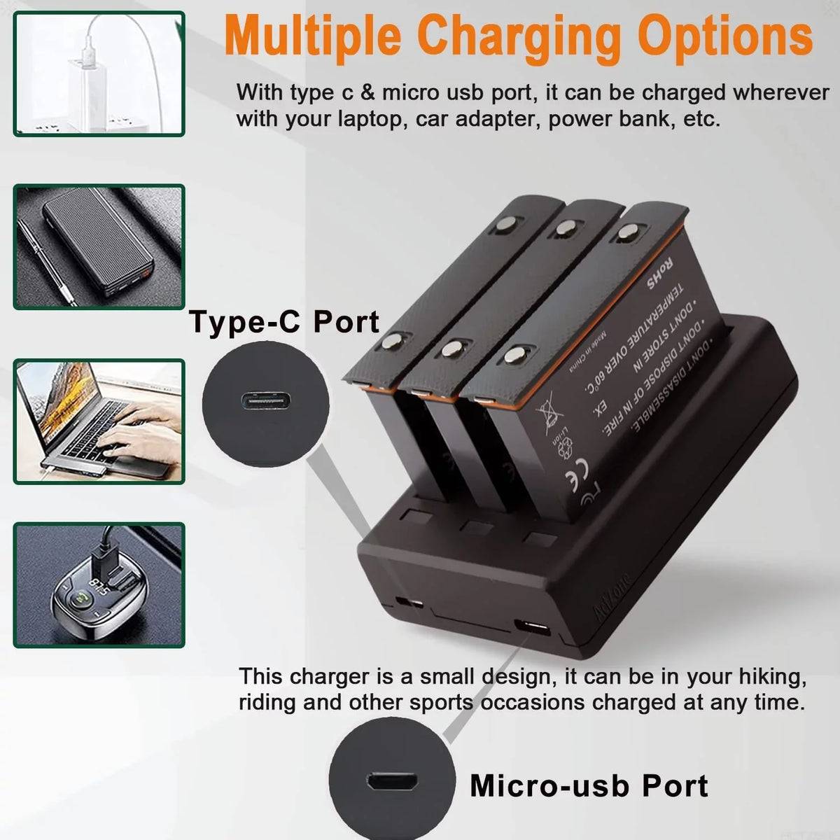 Insta360 ONE X2 Replacement Batteries 2-Pack and 3-Channel USB Charger Compatible with Insta360 ONE X2 360 Camera(Not Fluid