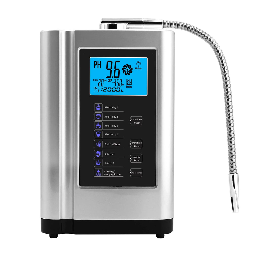 Alka Liquid Ionizer, Liquid Purifier Machine PH 3.5-10.5 Alkaline Acid Liquid Machine,Up to -500mV ORP, 8000 Liters Per Filter,7 Liquid Chipset Voice(Silver)
