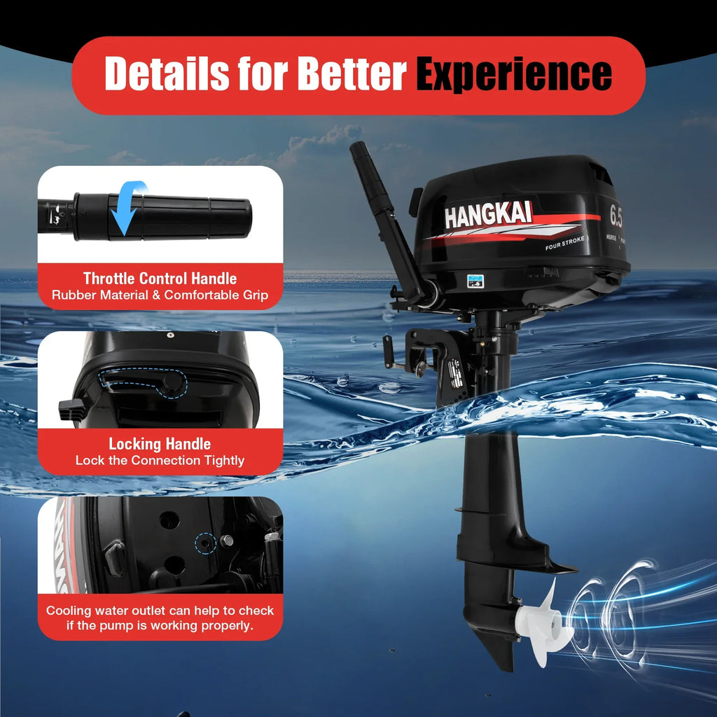 LOYALHEARTDY Outboard Motor 6.5HP 4 Stroke Boat Engine Fishing Boat Kayak Engine Fluid Cooling 123CC