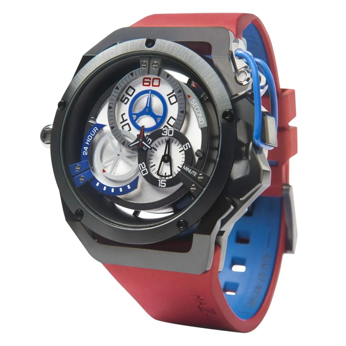 Mazzucato Rim Sport Reversible Chronograph Twin White Dial Automatic Men Watch for Adult - Black