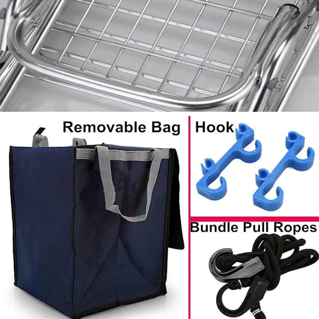 Ealing Large Shopping Trolley Folding 8 Wheel Shopping Cart Stair Climbing Trolley Utility Trolley with Aluminium Alloy Frame Tough Removable Fluid Bag