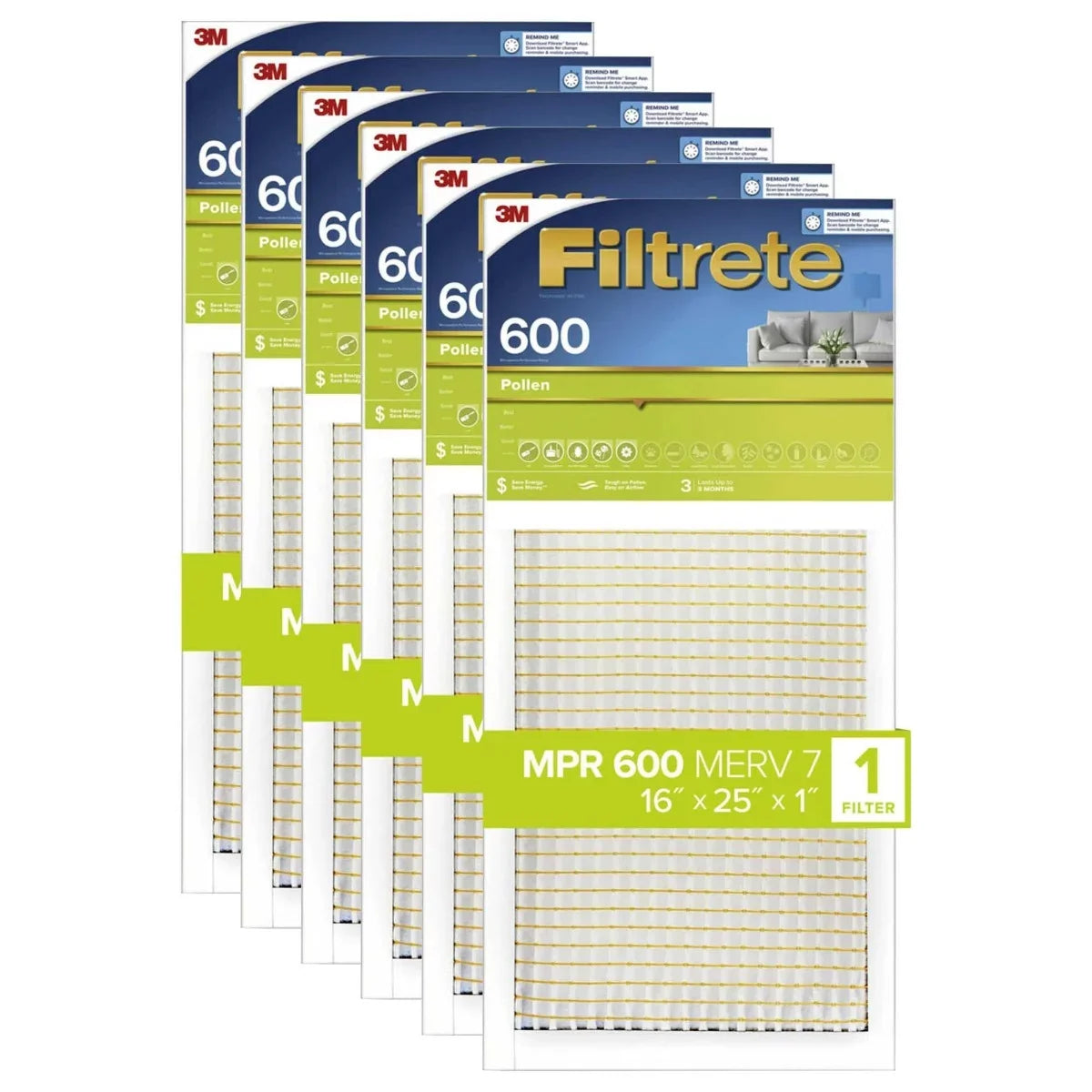 Filtrete 16x25x1 MERV 7 Dust Reduction Filter 6-PK