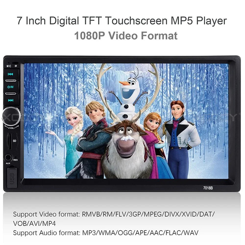 Polarlander Double Din Car Stereo Player Car Audio 7-inch HD Touch Monitor Car Radio Bluetooth with Multimedia SD USB FM AUX MP5/4/3 Mirror Link Function with 4LED Backup Camera