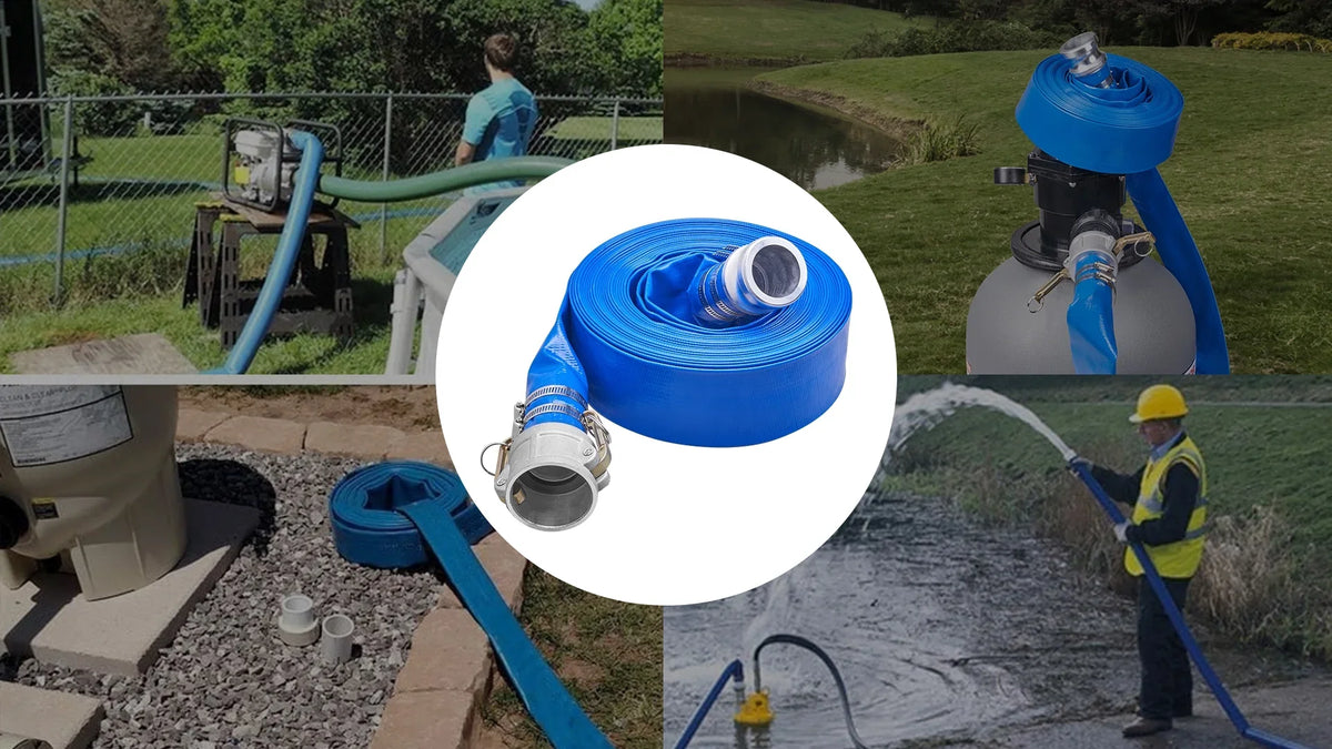 BENTISM Swimming Pool Filter Backwash Hose 2'' x 50' with Aluminum joints, Great for Fluid Disposal, PVC Discharge Hose with Camlock C & E Fittings