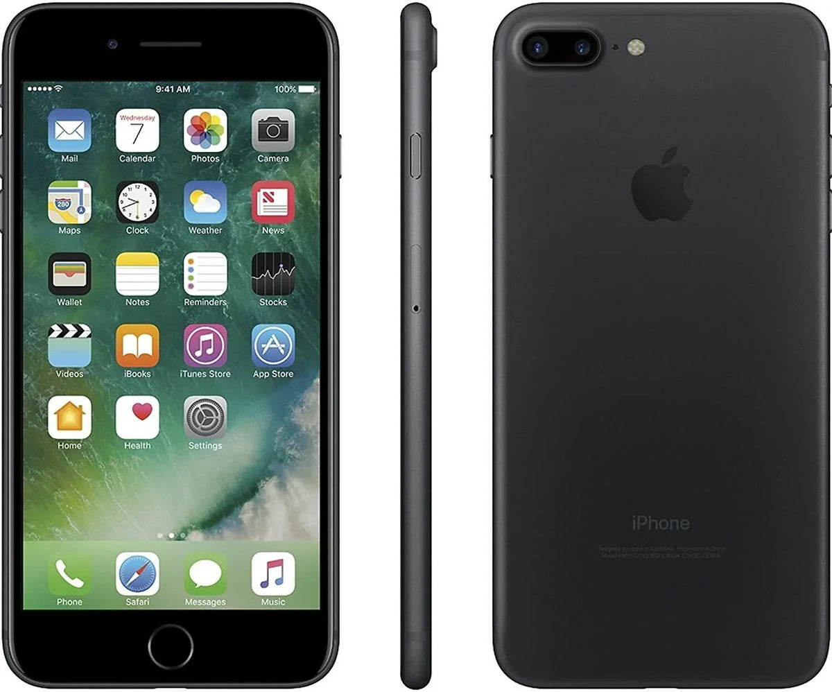 Restored iPhone 7 Plus A1661 (Fully Unlocked) 32GB Matte Black w/ Pre-Installed Tempered Glass (Refurbished)