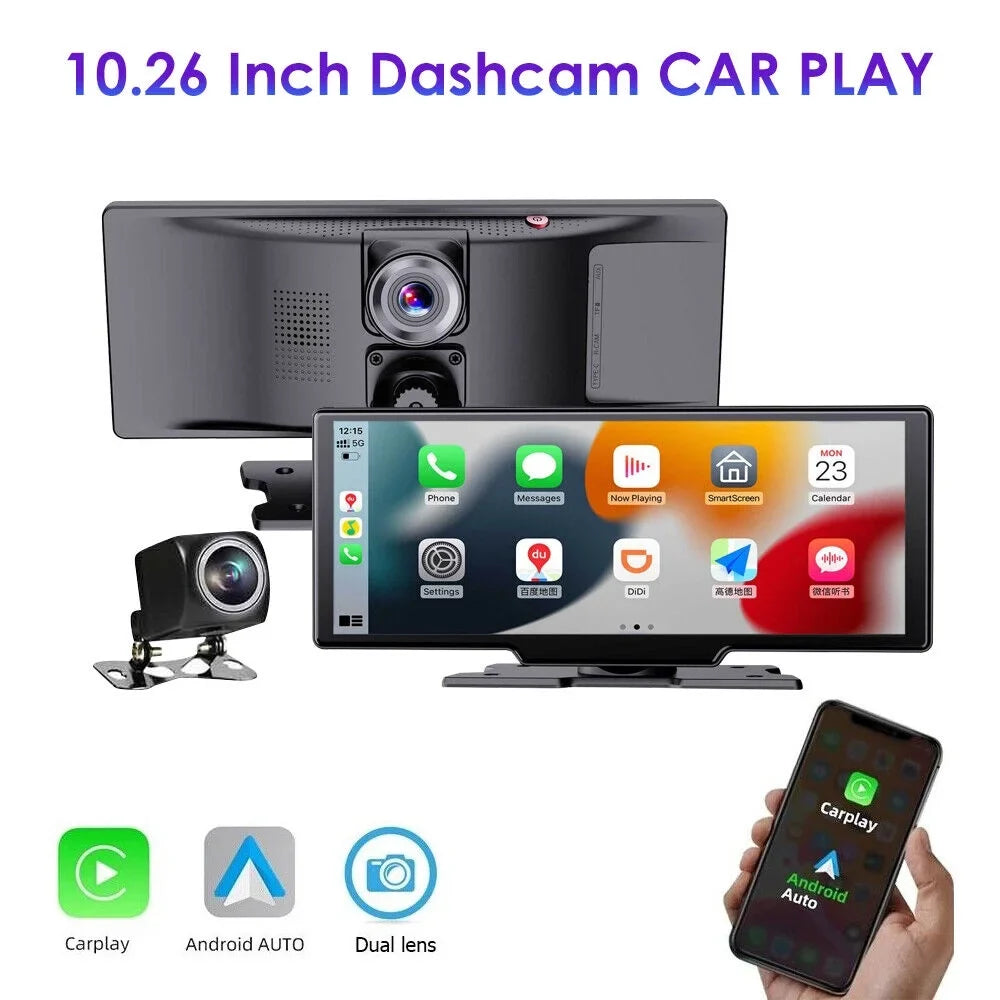 Jahy2Tech 2K Wireless 10.26'' Touch Display Dual Channel Wifi Car DVR Dash Camera Android Auto ".