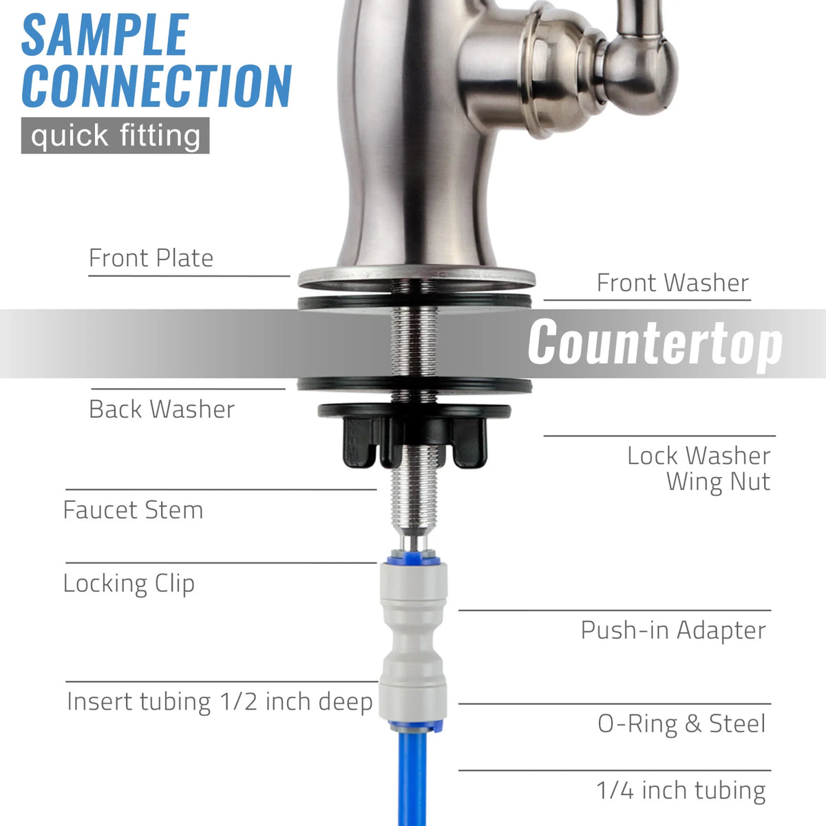 iSpring GK1-BN Heavy Duty Reverse Osmosis, High Spout Kitchen Bar Sink Drinking Liquid Contemporary RO Faucet, Brushed Nickel
