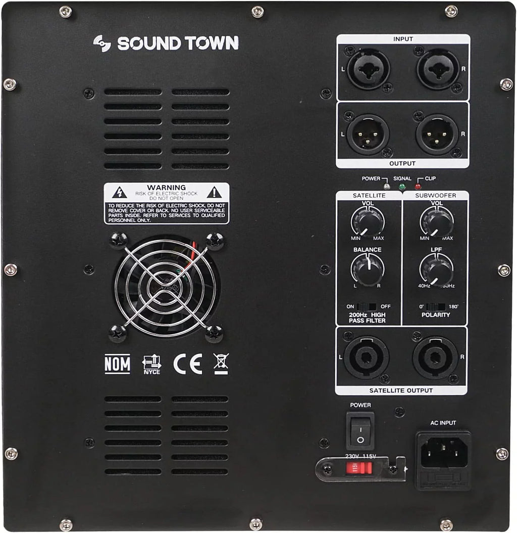 Sound Town 1400 Watts 12” Powered PA DJ Subwoofer with 2 Speaker Outputs, Folded Horn Design, White for Live Sound, Stage, Church, Lounge, Bar (CARPO-12DSWPW)