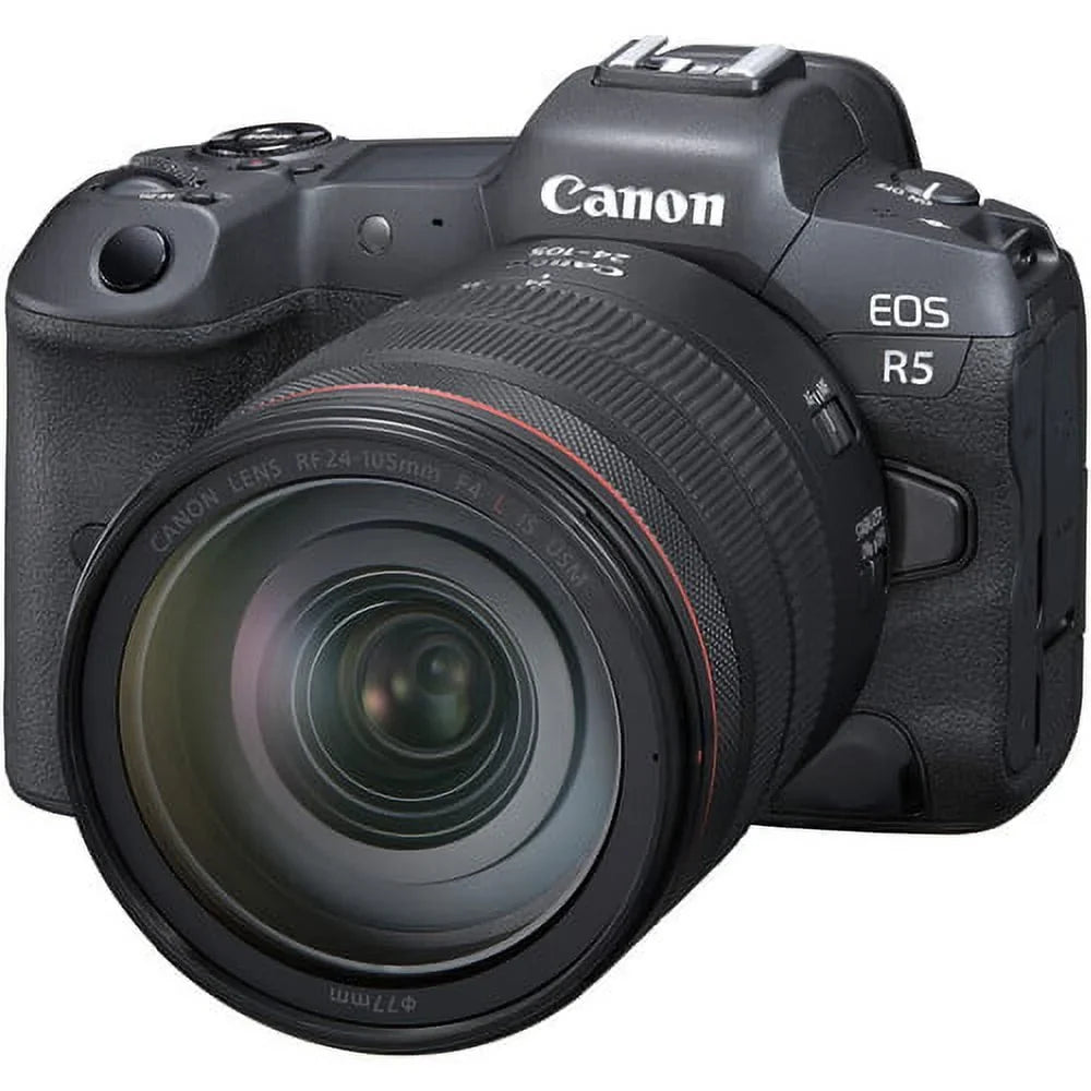 EOS R5 Mirrorless Camera with RF 24-105mm f/4 L IS USM Lens+ EF 75-300mm f/4L III Lens+500mm f/8 Preset Telephoto Lens+case+256Memory Cards (24PC)