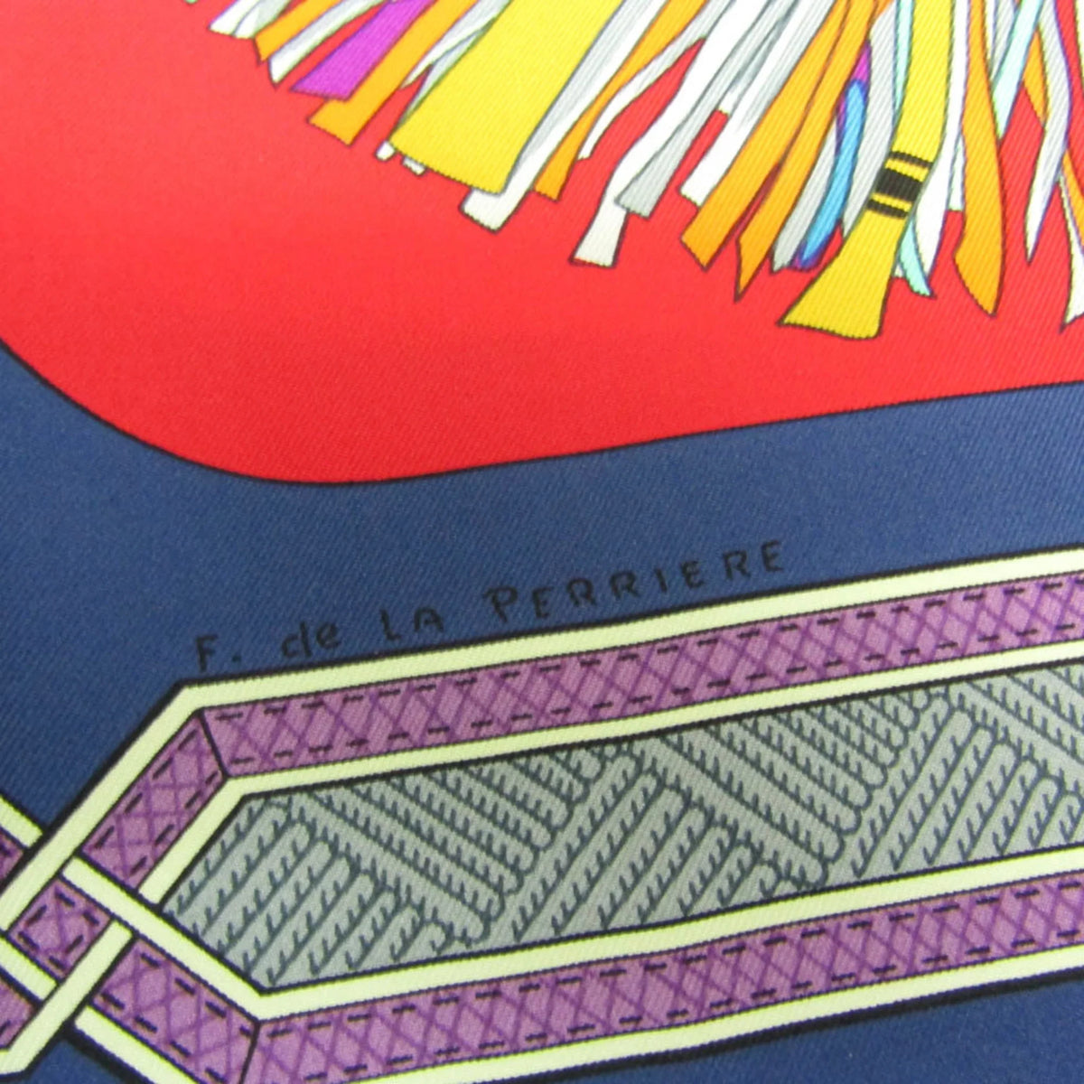 Pre-Owned Hermes Carre90 CUIRS DU DESERT Women's Silk Scarf Multi-color,Navy,Red Color (Good)