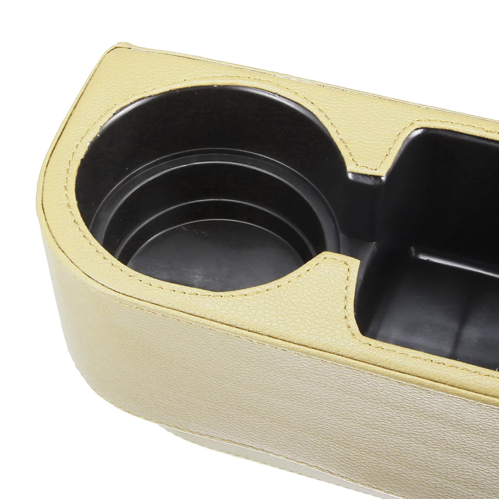 Car Seat Gap Filler Multi-function Cup Holder Car Seat Organizer Console Side Pocket Storage Box Beige