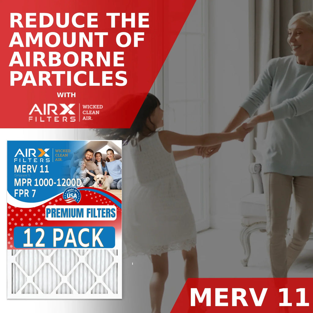 12x12x1 Air Filter MERV 11 Rating, 12 Pack of Furnace Filters Comparable to MPR 1000, MPR 1200 & FPR 7 - Made in USA by AIRX FILTERS WICKED CLEAN AIR.