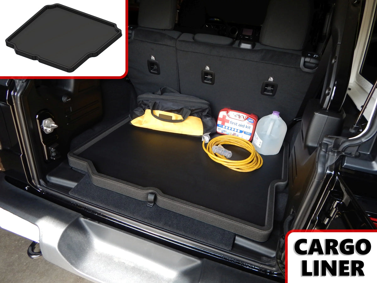 Red Hound Auto Cargo Trunk Mat Liner Tray Custom Fit Floor Black Foam Compatible with Jeep Wrangler Unlimited 4-Door 2018-2019 (JL) Without Subwoofer - Anti-Rattle Liquid Protector