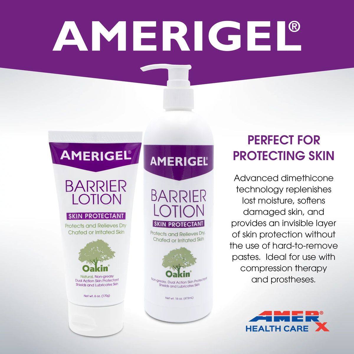 AMERIGEL Barrier Lotion (6 oz. Tube) - Invisible Skin Protectant | All Skin Types | Chaffed Skin