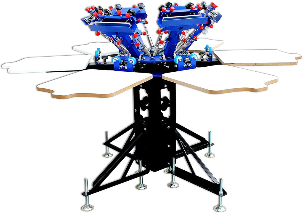 INTBUYING Double Rotary Manual 6 Color 6 Station Display Printing Press Machine Printer Micro-Registration Equipment DIY T-Shirt