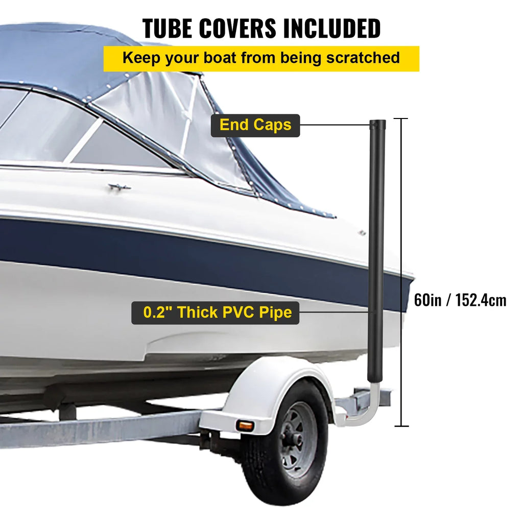BENTISM Boat Trailer Guide-on, 60", One Pair Galvanized Steel Trailer Post Guide ons, with PVC Tube Covers, Complete Mounting Accessories Included, for Ski Boat, Fishing Boat or Sailboat Trailer