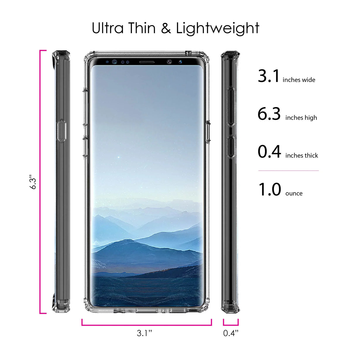 DistinctInk Clear Shockproof Hybrid Case for Galaxy Note 9 - TPU Bumper, Acrylic Back, Tempered Glass Display Protector - 2 Corinthians 5:7 - Walk By Faith Even When I Cannot See