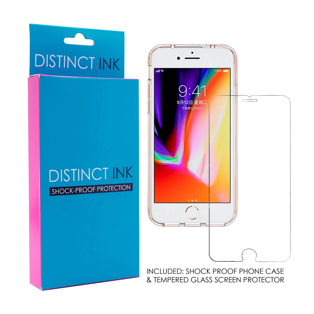 DistinctInk Clear Shockproof Hybrid Case for iPhone 7 PLUS / 8 PLUS (5.5" Monitor TPU Bumper Acrylic Back Tempered Glass Display Protector - I Go Deep & Wet Wearing My Rubber Scuba Diving