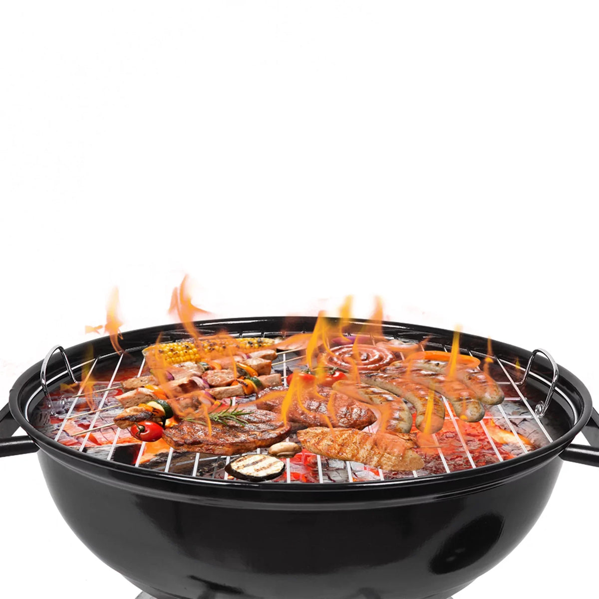 Charcoal Grill on Wheels, Outdoor Camping Grill with 18 inch Cooking Area, Steel BBQ Grill w/ Storage Grate