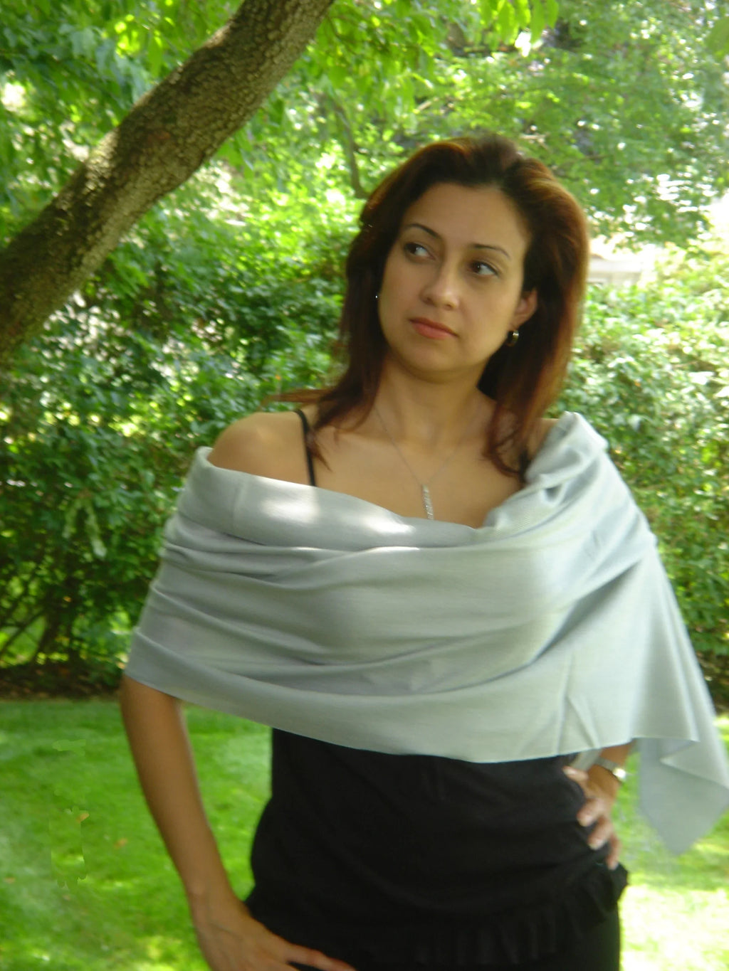 Scarf/Scarves/Shawl/Shawls/Stole/Wrap/Pashmina Scarf/Pashmina Shawl/Cashmere/Cashmere Scarf/Wool/Silk (Silver Grey)