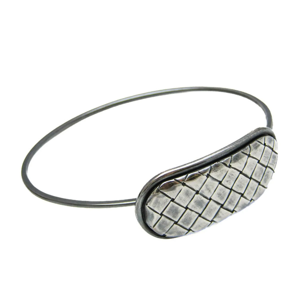 Pre-Owned Bottega Veneta Intrecciato Plate Silver 925 Bangle Silver (Good)