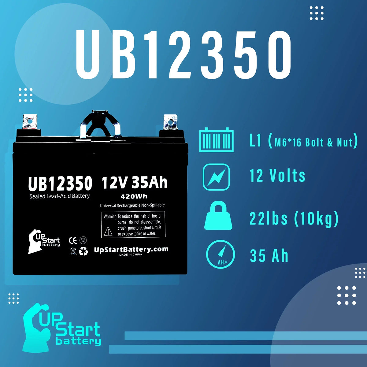 3x Pack - Compatible Imc Heartway Smart RT Battery - Replacement UB12350 Universal Sealed Lead Acid Battery (12V, 35Ah, 35000mAh, L1 Terminal, AGM, SLA)