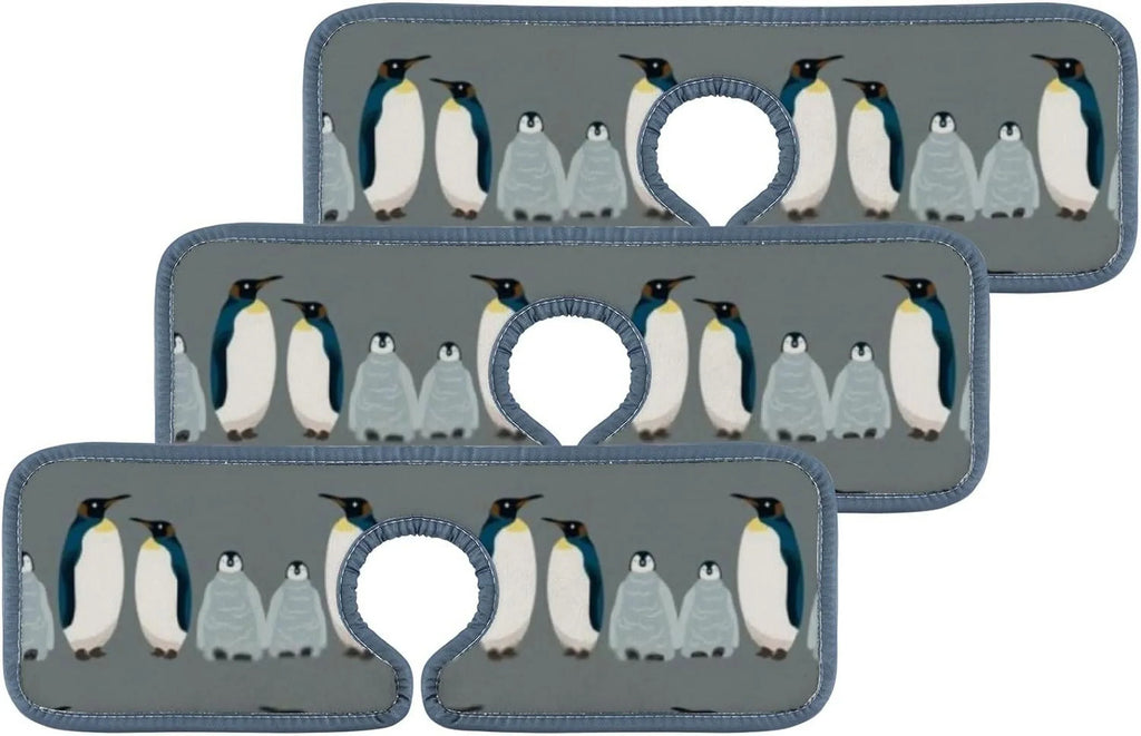 GZHJMY 3PCS Faucet Absorbent Mat, Sea Bird Penguin Washable Sink Splash Guard Drip Catcher, Kitchen Bath Countertop Microfiber Sink Drying Mats for Kitchen