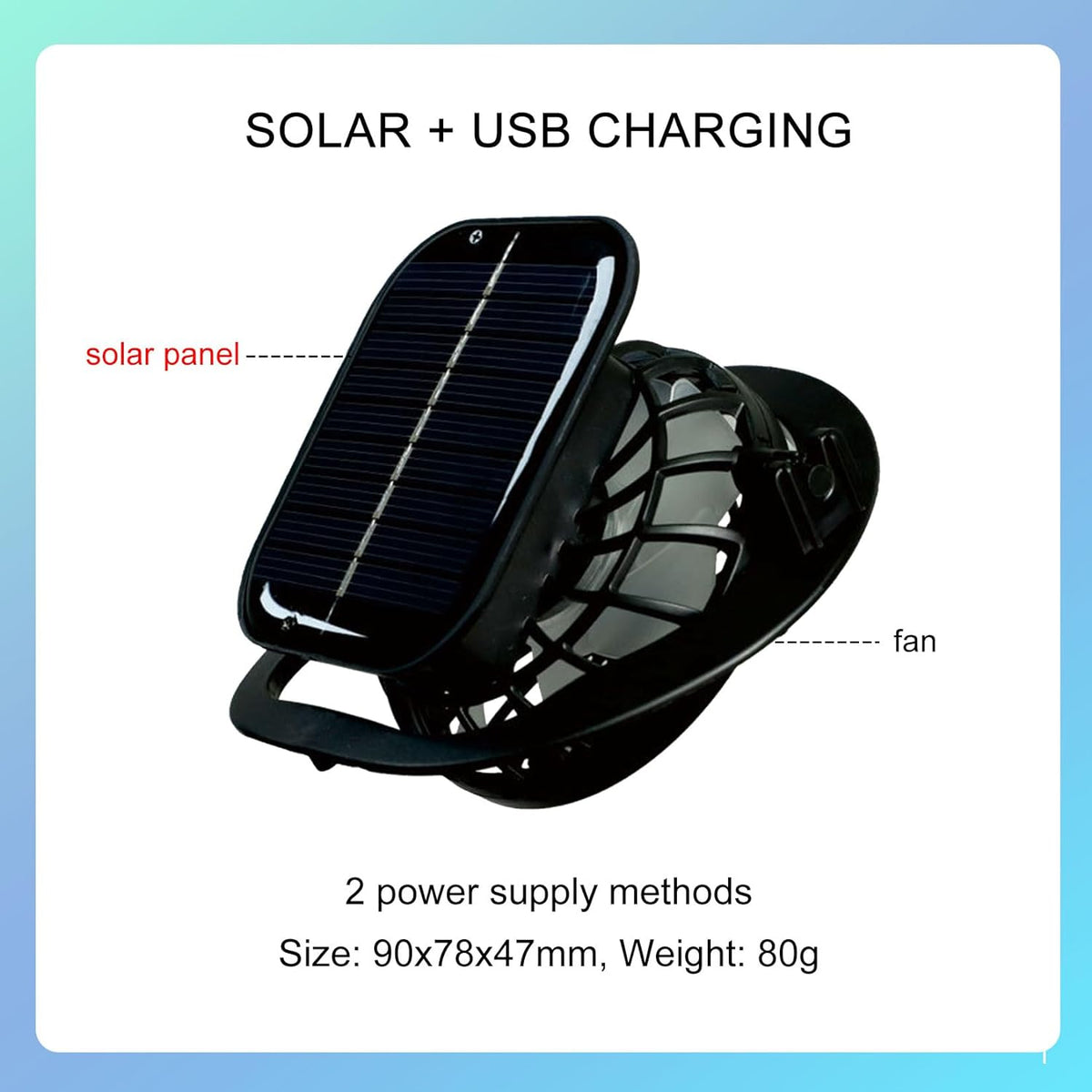 Men Sun Hat with 2 Solar Fan UPF 50+ Fishing Hats Wide Brim UV Protection Sun Hat, USB Charging