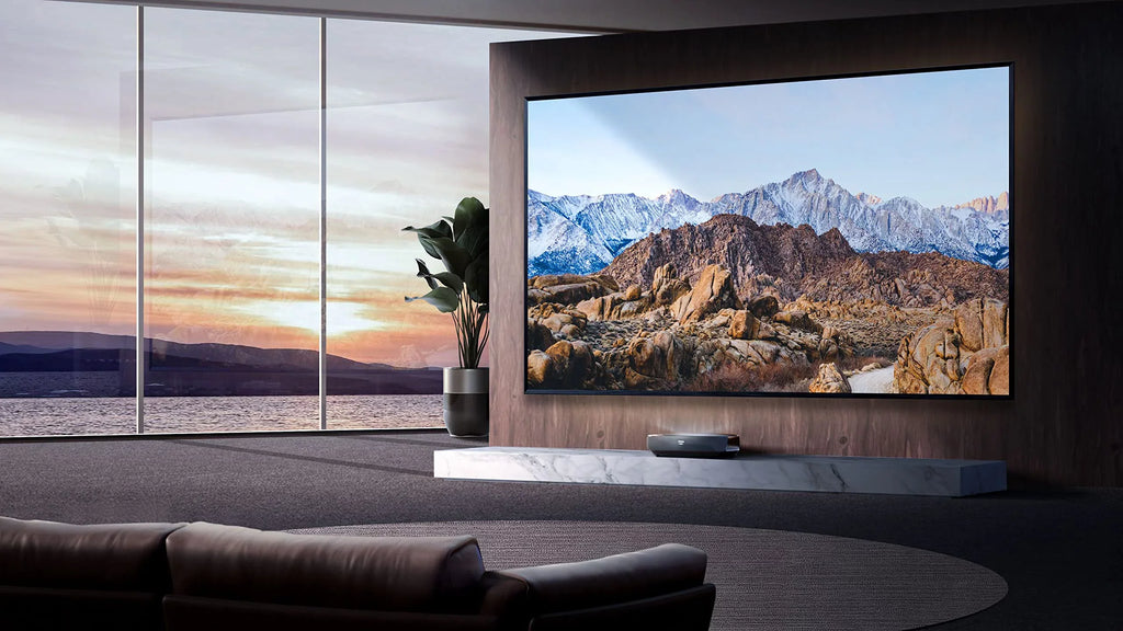 Hisense L9G Series Trichromal Laser TV Bundle w/ 100'' Tv Display ALR Cinema Display Projector & TV Stand (120L9G)