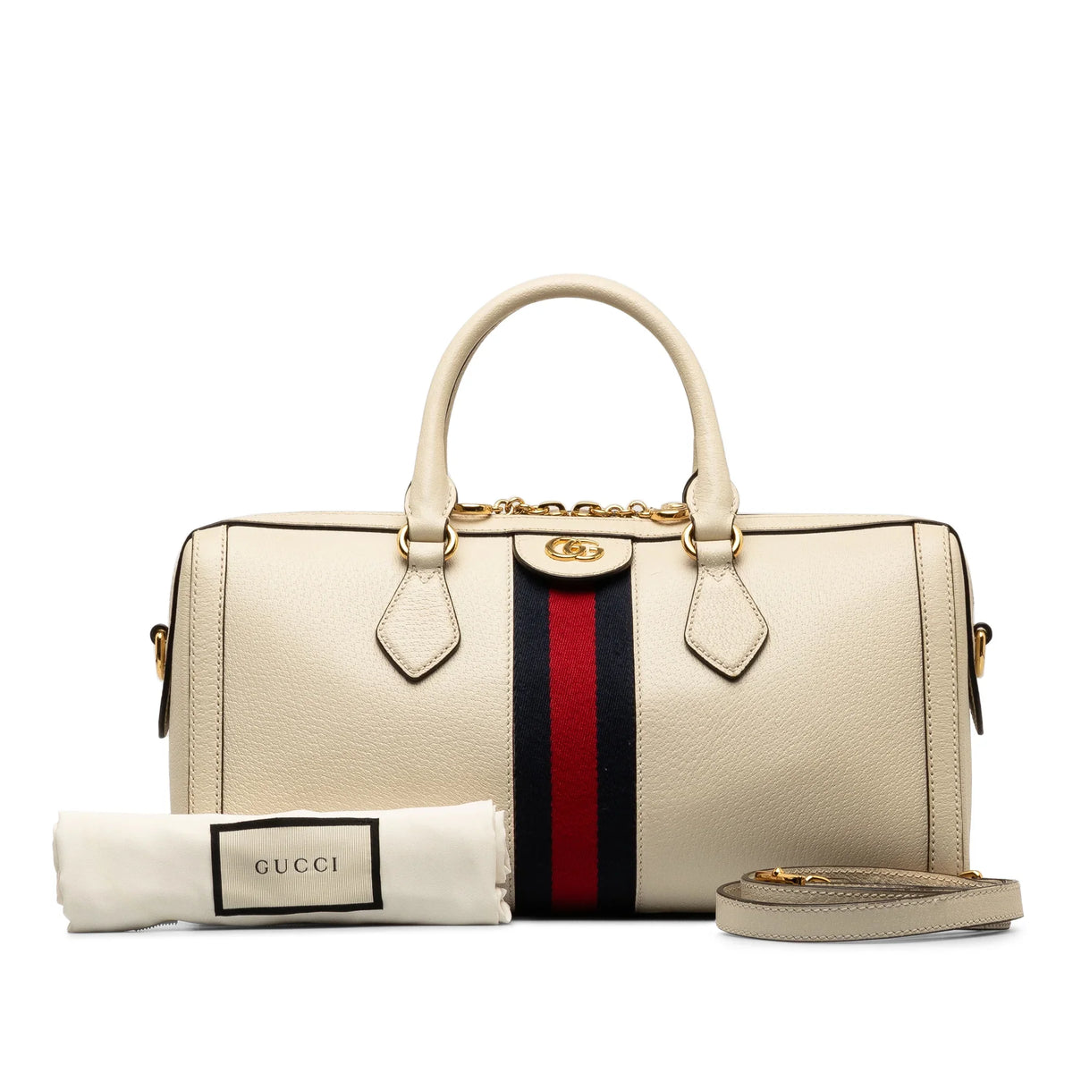 Pre-Owned Authenticated Gucci Ophidia Satchel Calf Leather White Unisex (Good)