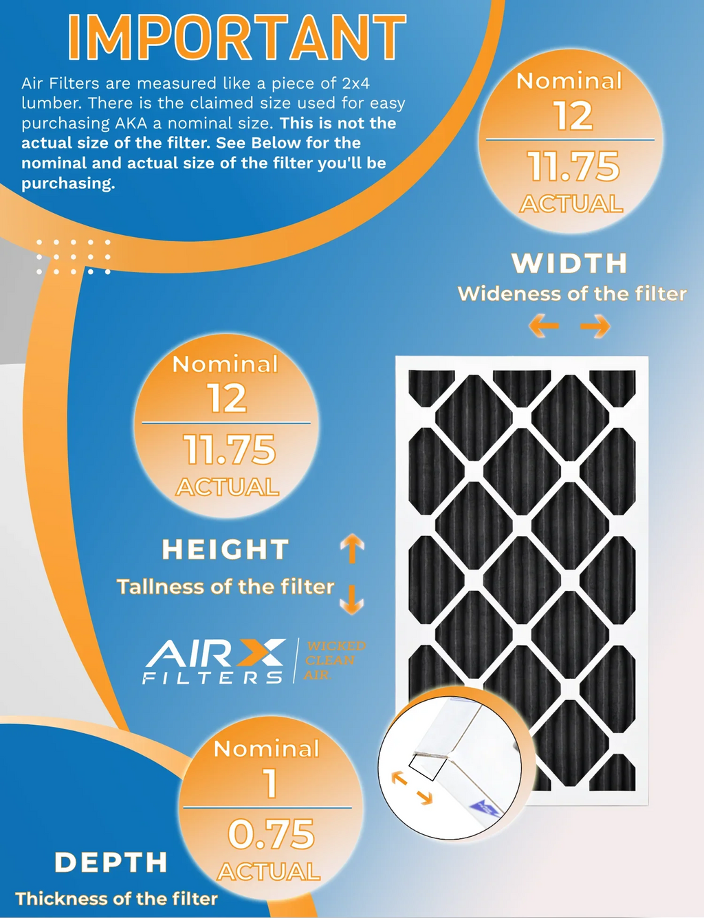 12x12x1 Air Filter MERV 8 Rating, 12 Pack of Furnace Filters Comparable to MPR 700, FPR 5, Pet Odor Retention Filters - Made in USA by AIRX FILTERS WICKED CLEAN AIR.