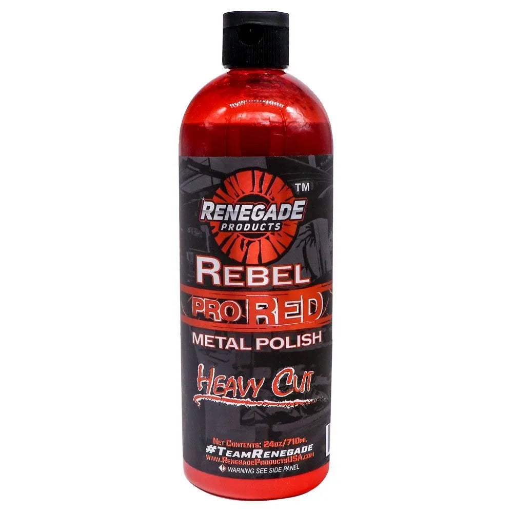 Renegade Products USA Rebel Pro Red Liquid Metal Polish by Heavy Cut Aluminum Polish for High Luster on Rims Wheels Tanks Bumpers etc. 24 Oz Bottle