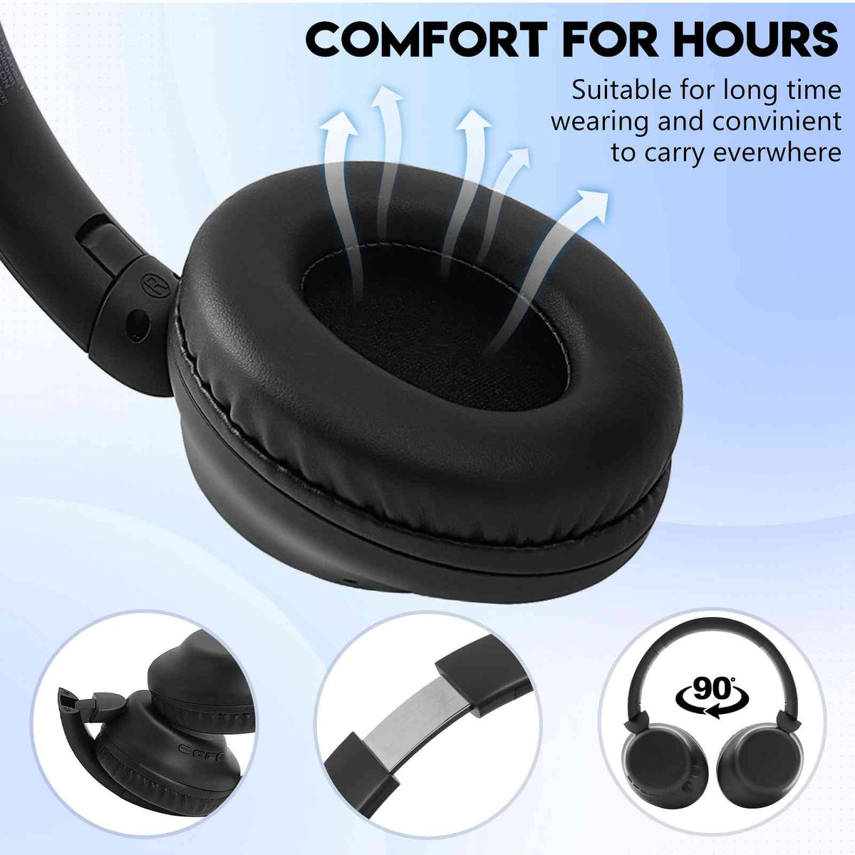 UrbanX Perfect Comfort 955 II Overhead Wireless Bluetooth Headphones For Galaxy M01s Noise-Cancelling, with – Black
