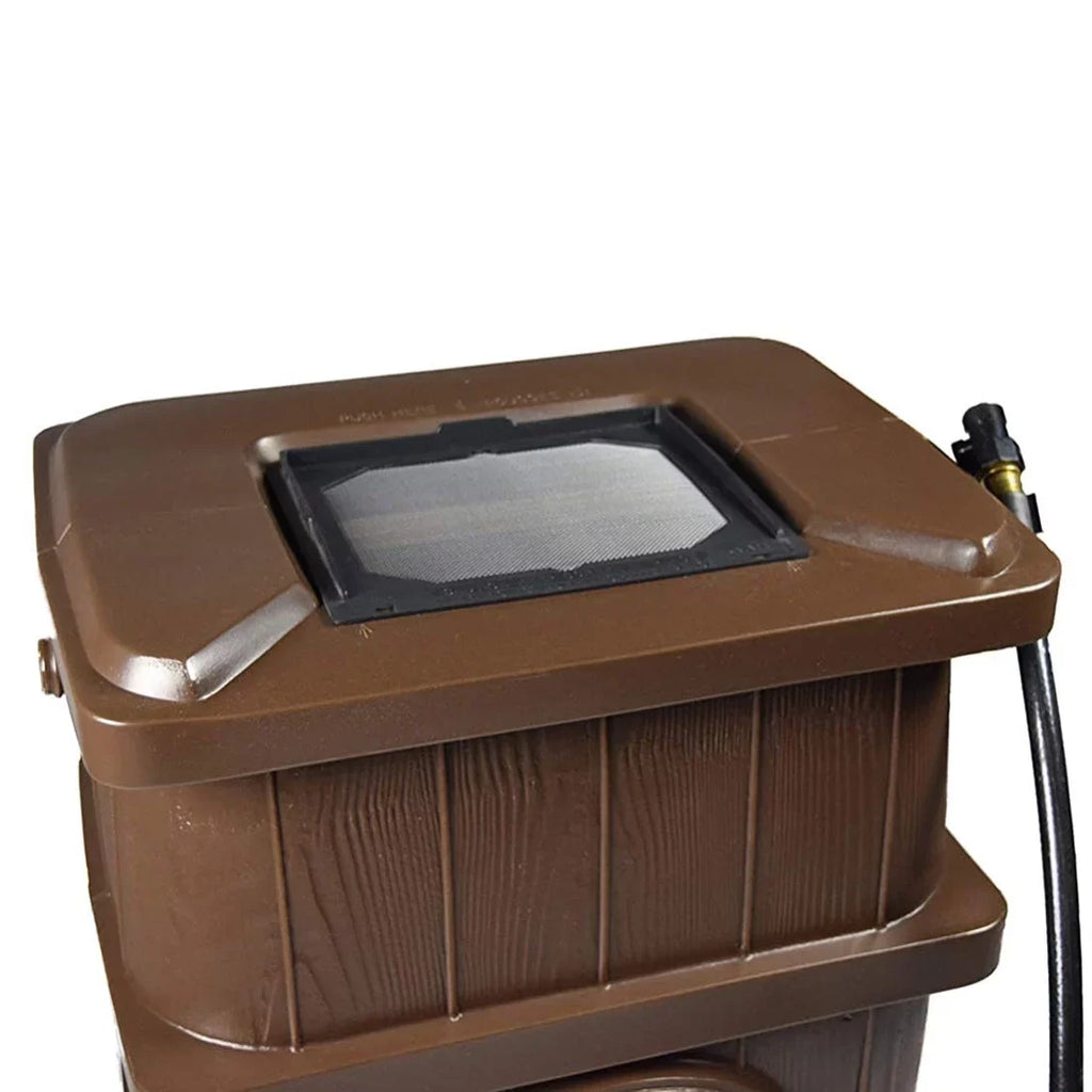 FCMP Outdoor 45 Gal Wood Grain Rain Liquid Catcher Barrel, Brown (2 Pack)