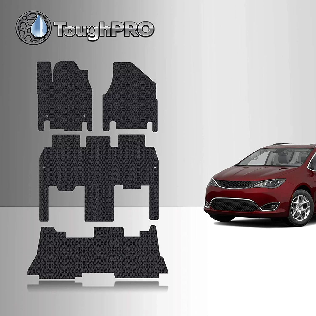 TOUGHPRO Floor Mat Accessories Set Floor Mats + 3rd Row Compatible with Chrysler Pacifica Hybrid - All Weather - Heavy Duty - 2021
