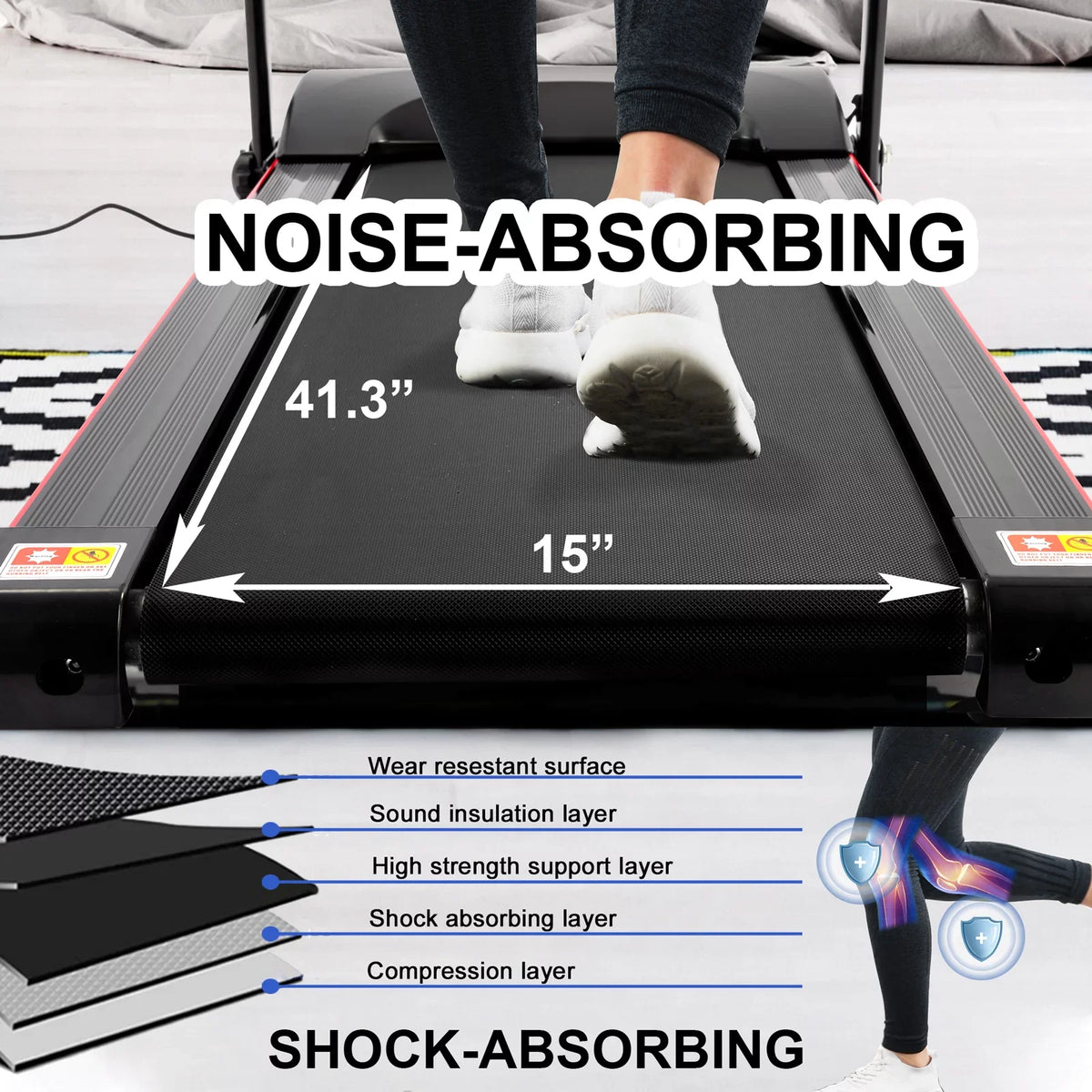FYC Folding Treadmills for Home with Bluetooth and Incline, Portable Running Machine Electric Compact Treadmills Foldable for Exercise Home Gym Fitness Walking Jogging