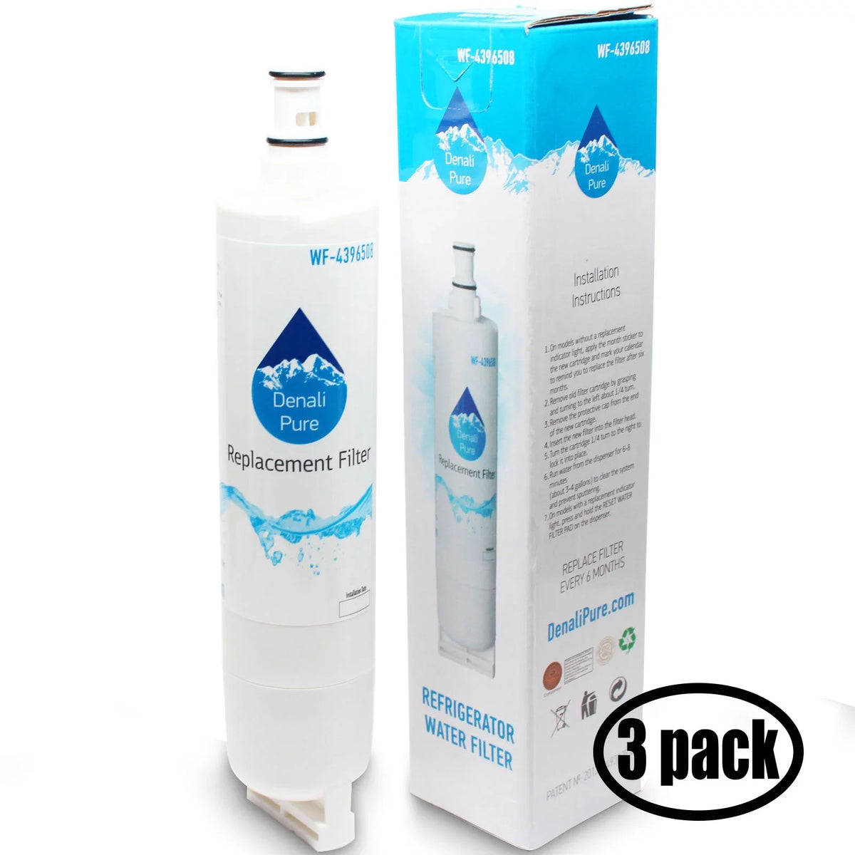 3-Pack Replacement for Maytag MSD2669KEW Refrigerator Liquid Filter - Compatible with Maytag 8212652 Fridge Fluid Filter Cartridge - Denali Pure Brand