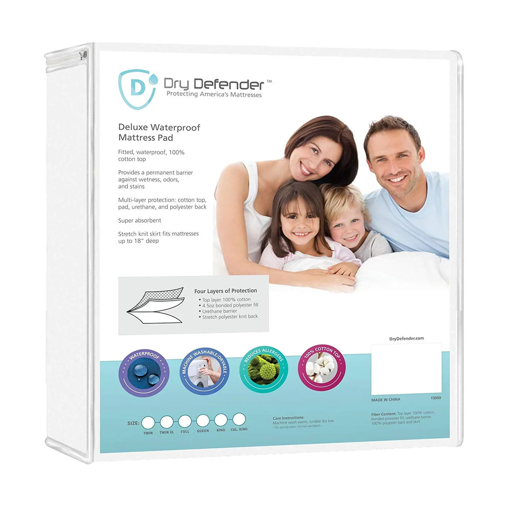 Dry Defender Sateen Cotton Top Fluid Mattress Pad - Twin Size