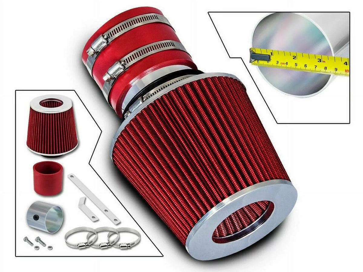Rtunes Racing Short Ram Air Intake Kit + Filter Combo RED Compatible For 96-01 Kia Sephia / 02-05 Kia Sedona LX EX / 01-06 Kia Optima