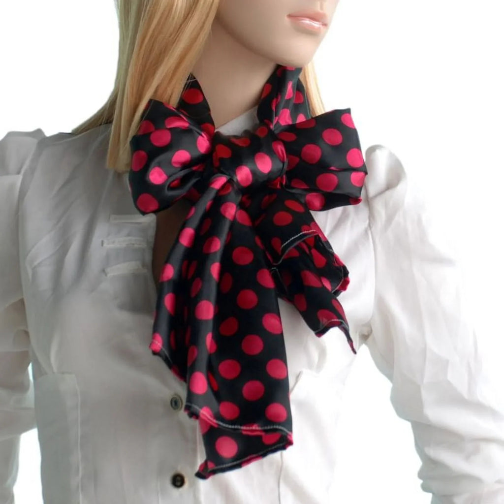 Blancho Red Spots & Black Base Lovely Super Soft Silk Scarf/Wrap/Shawl(Small)