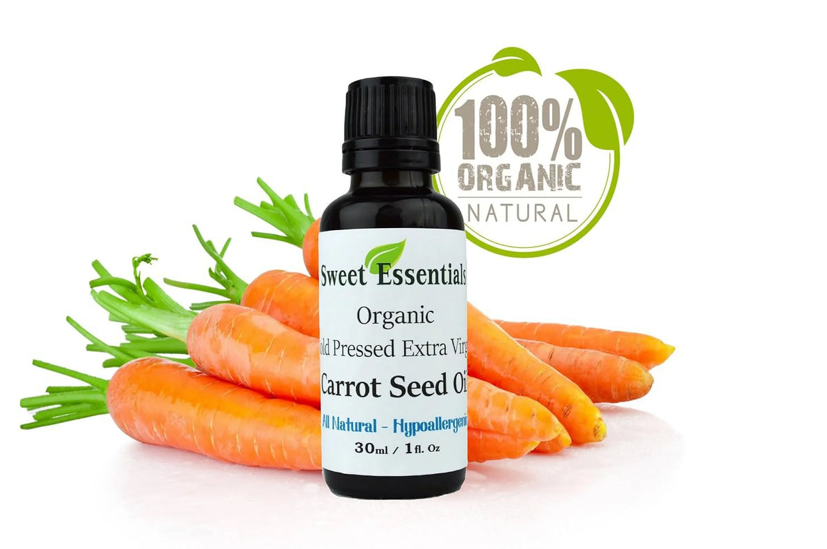 Pure Organic Carrot Seed Oil | 1Oz Euro Dropper | Extra | Cold Pressed | Unrefined | Imported From France | For Hair, Skin, & Nails