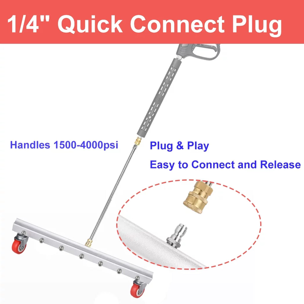iMeshbean 25.6 Inch Pressure Washer Liquid Broom Surface Cleaner 4000 PSI Power Broom Sweeper with 7 Nozzles and 2 Extension Wand for Concrete Driveway Sidewalk Deck, Roof，Floor Cleaning
