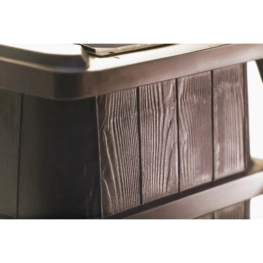 FCMP Outdoor 45 Gal Wood Grain Rain Liquid Catcher Barrel, Brown (2 Pack)